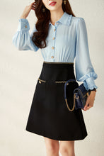 Load image into Gallery viewer, Bodil pseudo 2 piece frill collar shirt with skirt
