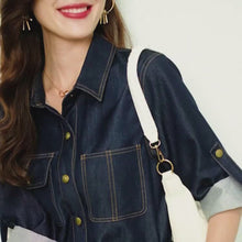 Load and play video in Gallery viewer, Oline denim dress with collar and pockets

