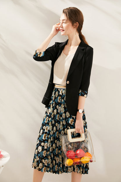 Cinzia Suit blazer with floral cuffs