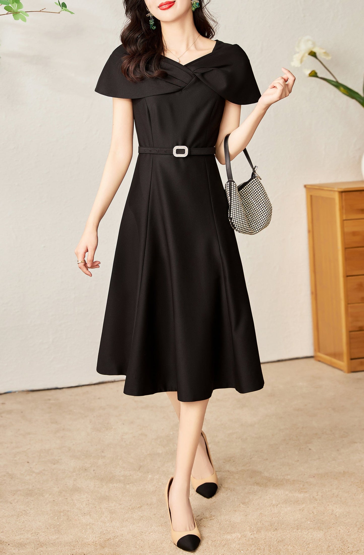 Talia surplice belt dress