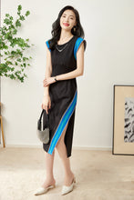 Load image into Gallery viewer, Oceana sleeveless slit dress with contrast hem
