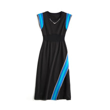 Load image into Gallery viewer, Oceana sleeveless slit dress with contrast hem
