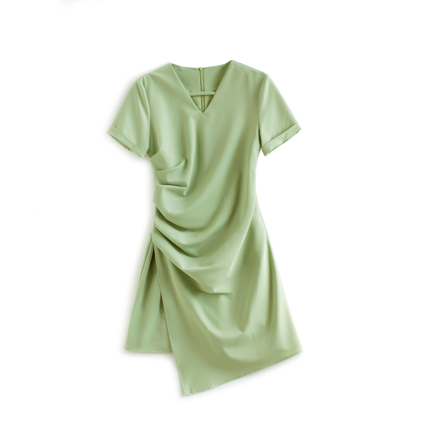 Eloise V neck fine twill asymmetrical dress