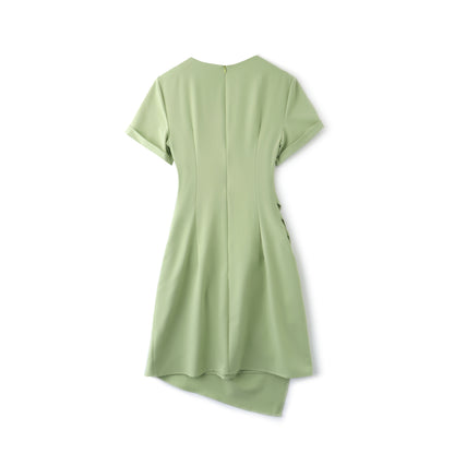 Eloise V neck fine twill asymmetrical dress