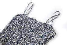 Load image into Gallery viewer, Peyton 2 piece set denim jacket with chiffon spaghetti strap gathered printed dress
