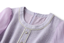 Load image into Gallery viewer, Maya tweed dress with mesh sleeve
