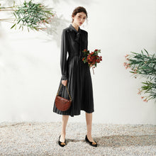 Load image into Gallery viewer, Ines front knot pleated dress with lace ruffle
