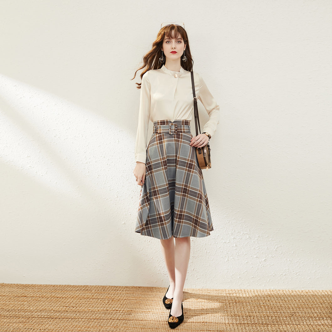 Brielle 2 piece tartan skirt with long sleeve shirt