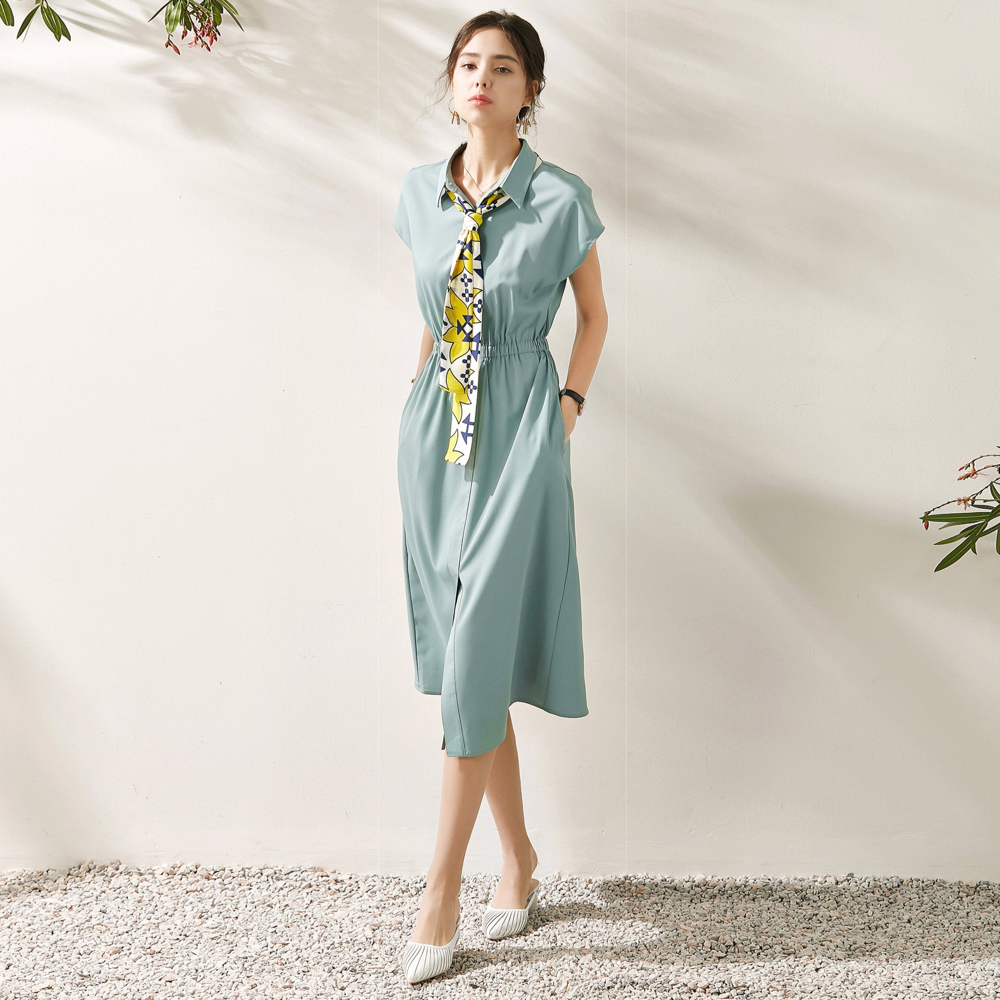 scarf tie flowy midi dress Sophia Scarf Tie Midi Dress L