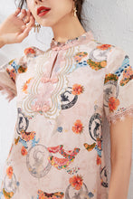 Load image into Gallery viewer, Karla oriental mini pure silk dress with mandarin collar
