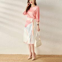 Load image into Gallery viewer, Tamara 2 piece set blouse with sash tie skirt

