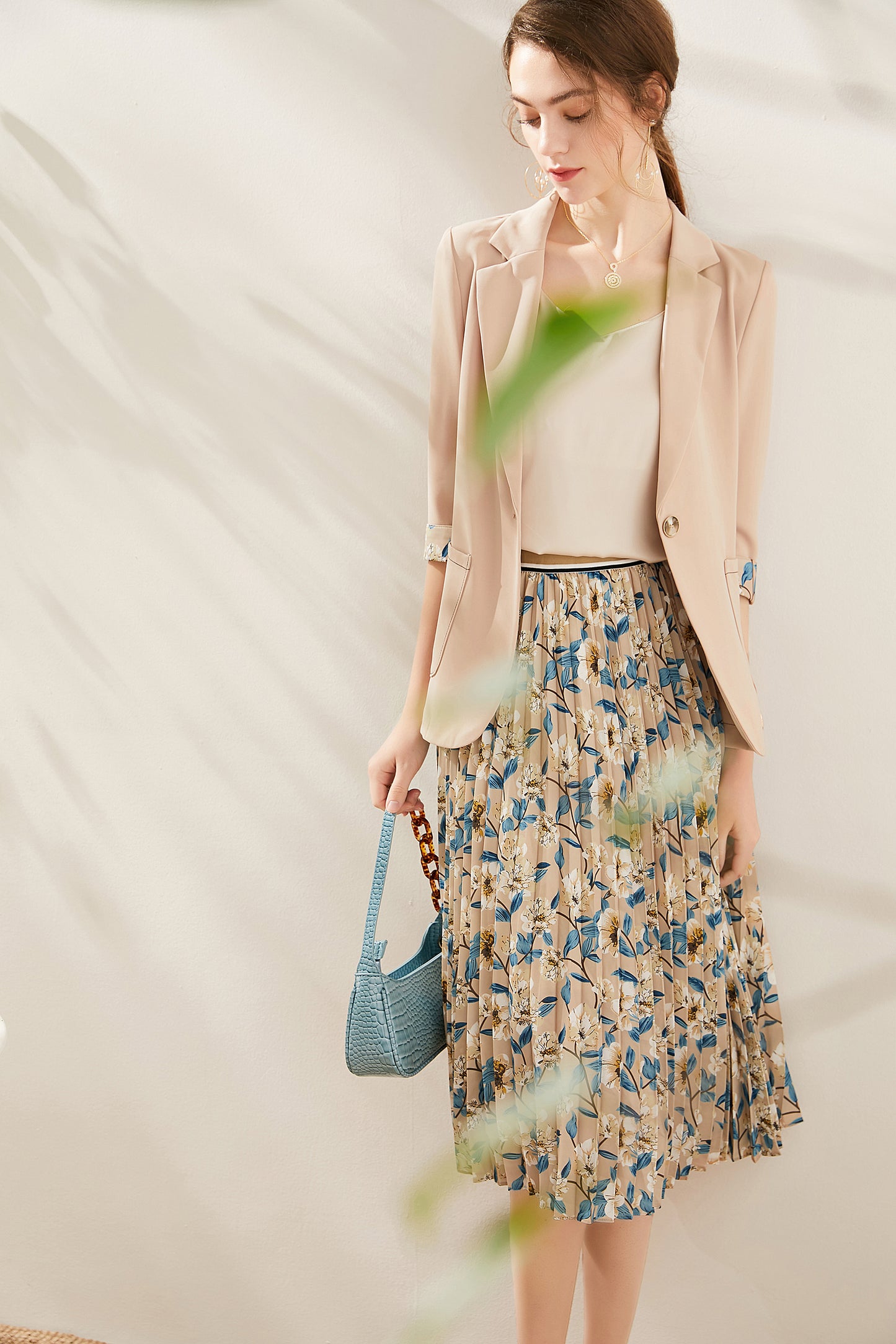 Cinzia Pleated floral skirt