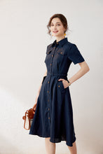 Load image into Gallery viewer, Roisin linen cotton belt dress
