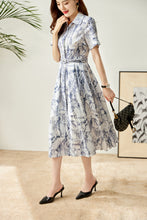 Load image into Gallery viewer, Linnea printed collar dress with belt
