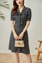 Load image into Gallery viewer, Noa polkadot front ribbon linen yarn dress
