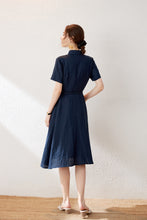 Load image into Gallery viewer, Roisin linen cotton belt dress
