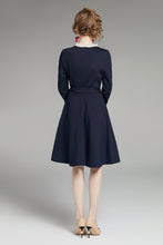 Load image into Gallery viewer, Victoria V neck sash tie midi dress
