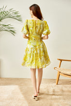 Load image into Gallery viewer, Fleur printed chiffon dress with elbow bishop sleeves
