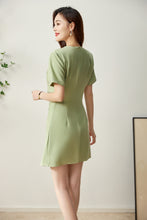 Load image into Gallery viewer, Eloise V neck fine twill asymmetrical dress
