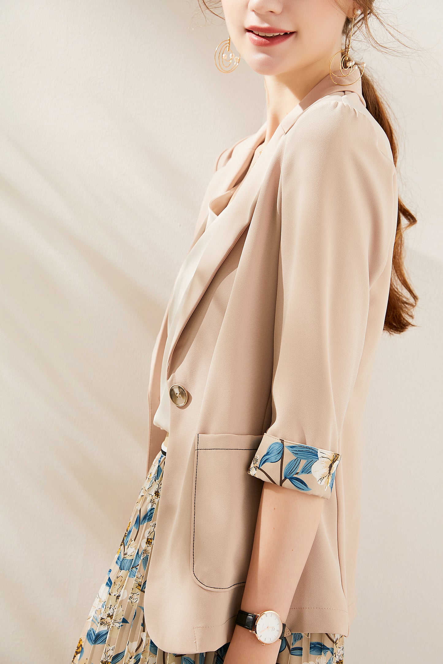 Cinzia Suit blazer with floral cuffs