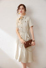 Load image into Gallery viewer, Roisin linen cotton belt dress
