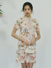 Load and play video in Gallery viewer, Karla oriental mini pure silk dress with mandarin collar
