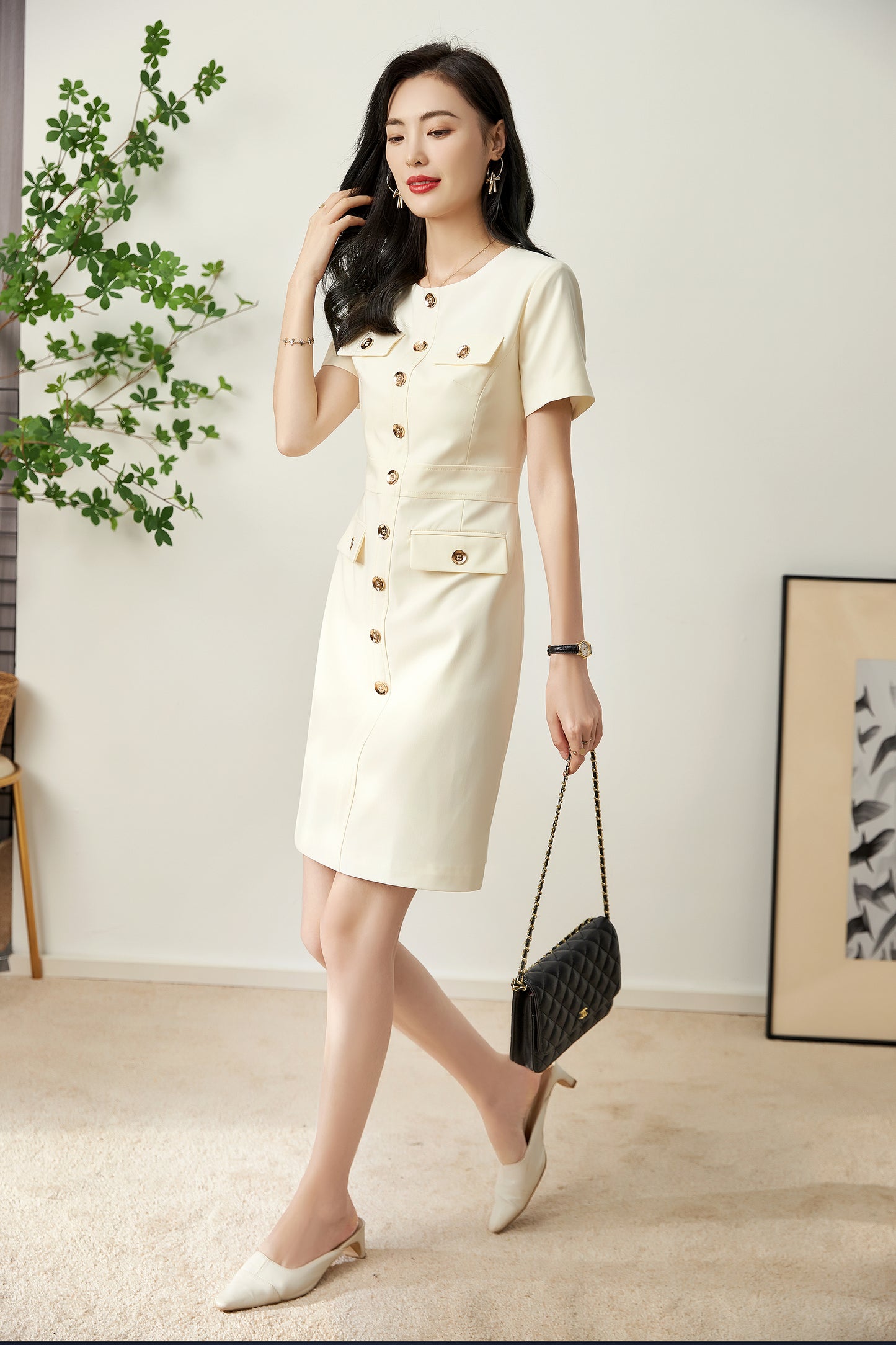 Nora button down knee dress