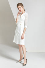 Load image into Gallery viewer, Irina double breasted dress with mesh puff sleeve
