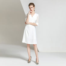 Load image into Gallery viewer, Irina double breasted dress with mesh puff sleeve
