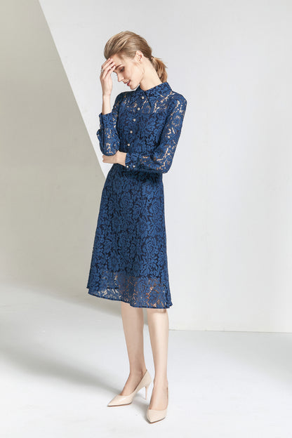 Esme lace overlay A-line dress