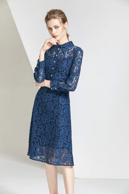 Esme lace overlay A-line dress