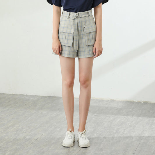 Willa checkered belt shorts