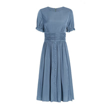 Load image into Gallery viewer, Fenna button down ruffle sleeve midi dress with gathered detail
