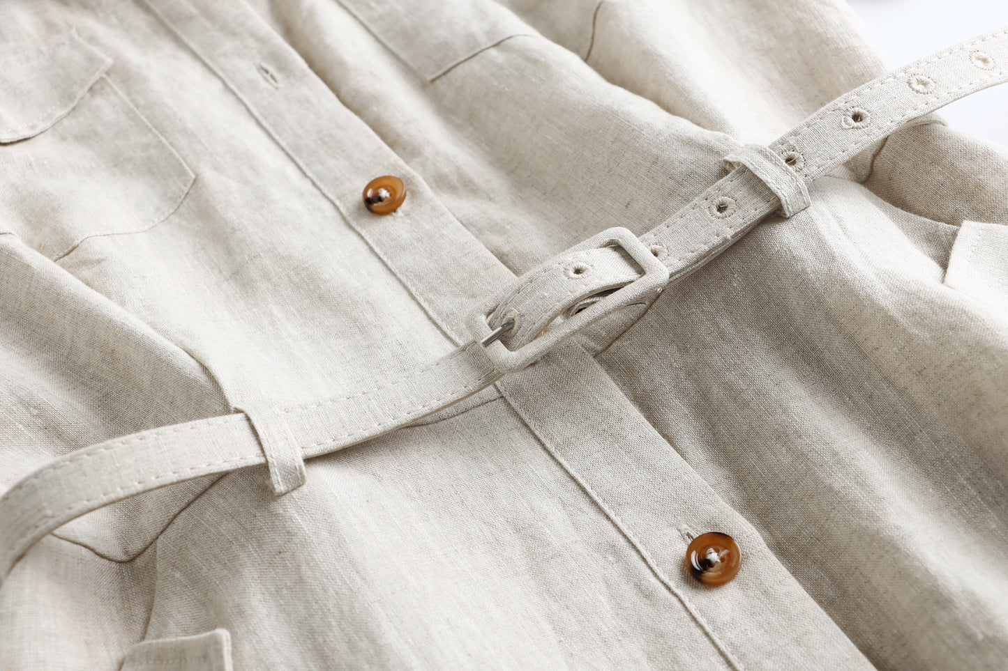 Roisin linen cotton belt dress