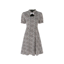 Load image into Gallery viewer, Renee keyhole mini flare dress with elastic sleeve
